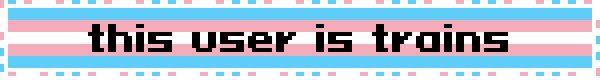A trans flag with blinking lights on the top and bottom. Text in the middle reads 'this user is trains'.